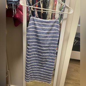 Linen blue and white striped dress